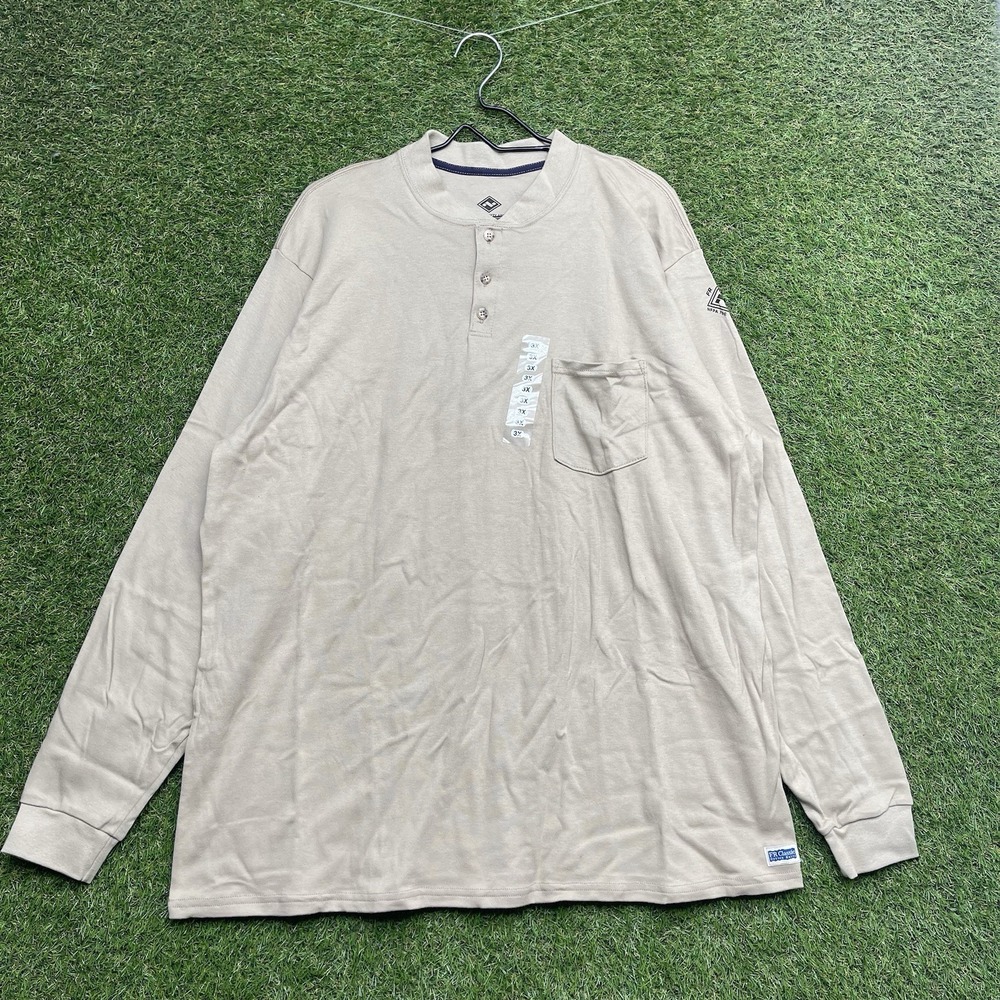 Flame Resistant Long Sleeve Shirt Mens 3XL National Safety Apparel C54P Beige